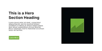 Hero-Section einer Webseite mit einer prominenten Überschrift in großer Schrift, ergänzt durch einen erklärenden Subtext darunter. Ein sichtbarer Call-to-Action-Button fordert zum Handeln auf, neben einem Platzhalter für ein Bild, das momentan mit einer neutralen Grafik gefüllt ist.